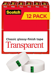 TAPE, TRANSPARENT, SCOTCH, 3/4" X 36 YDS, 12 ROLLS/CT LARGE